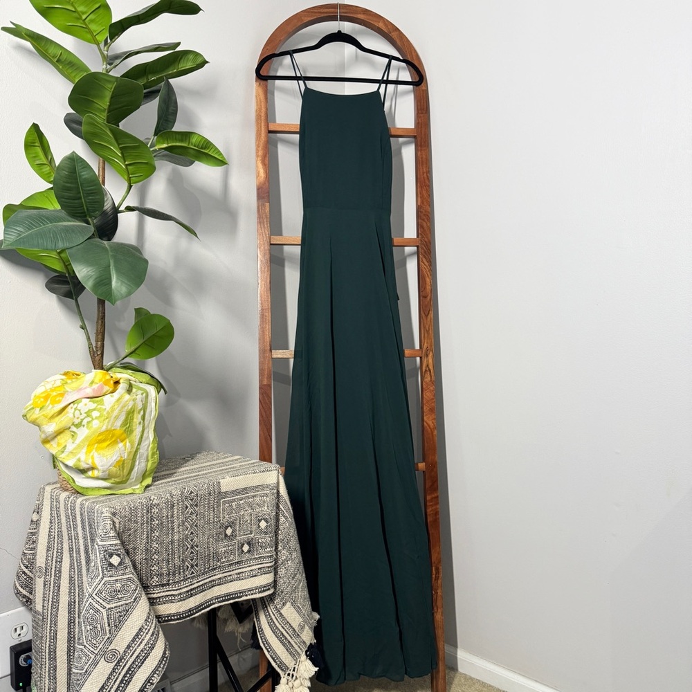 Lulus XL Dark Green Mythical Kind of Love Maxi Gown Dress NEW